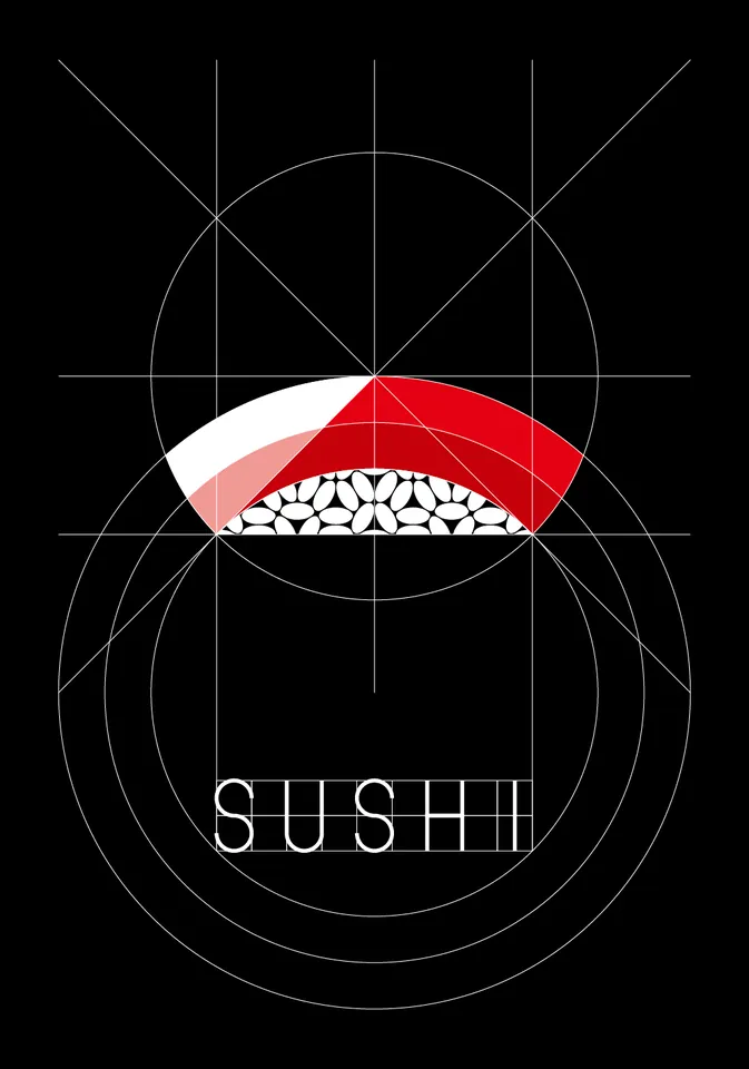 Sushi, GEOMETRIC SUSHI, graphic design work, personal, 2021
